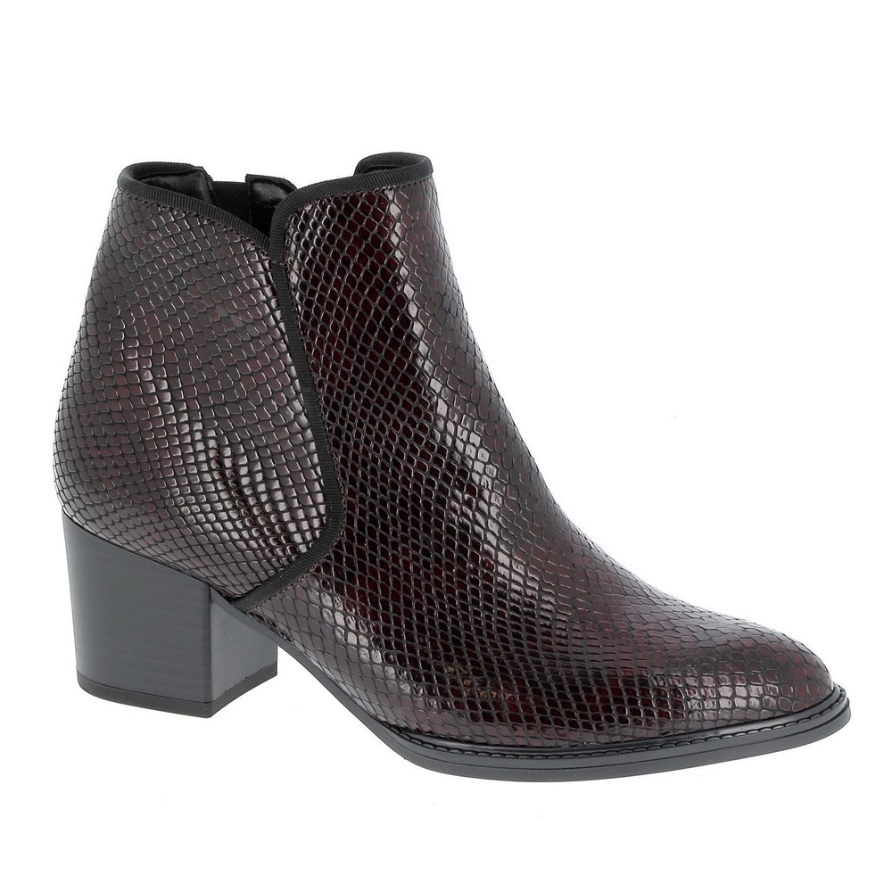 Gabor Burgundy Snakeskin Embossed Ankle Boots Block Heel Pointed Toe Size 5 UK